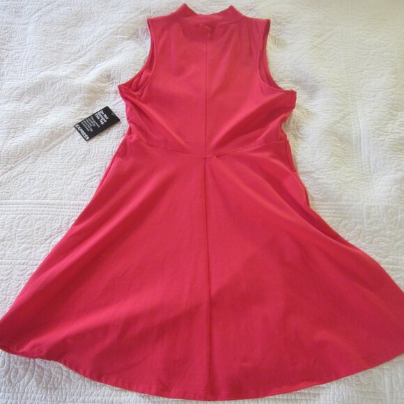 Express Dress M Red Front Keyhole Cut Out A-Line Skater - Picture 5 of 6